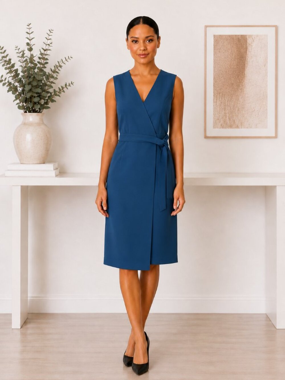 Lafayette 148 New York Pammie Wrap Dress Pacific Size 8 NWT